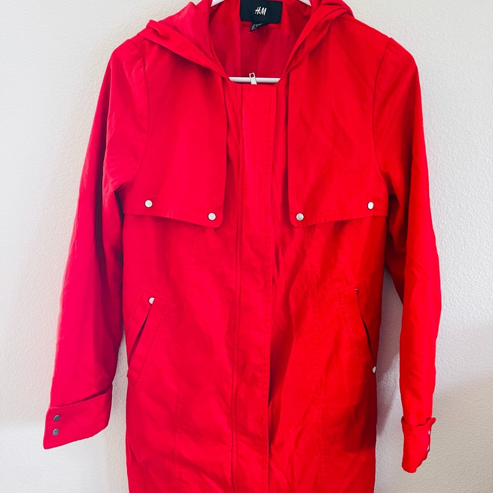 H&M Red Rain/Trench Coat